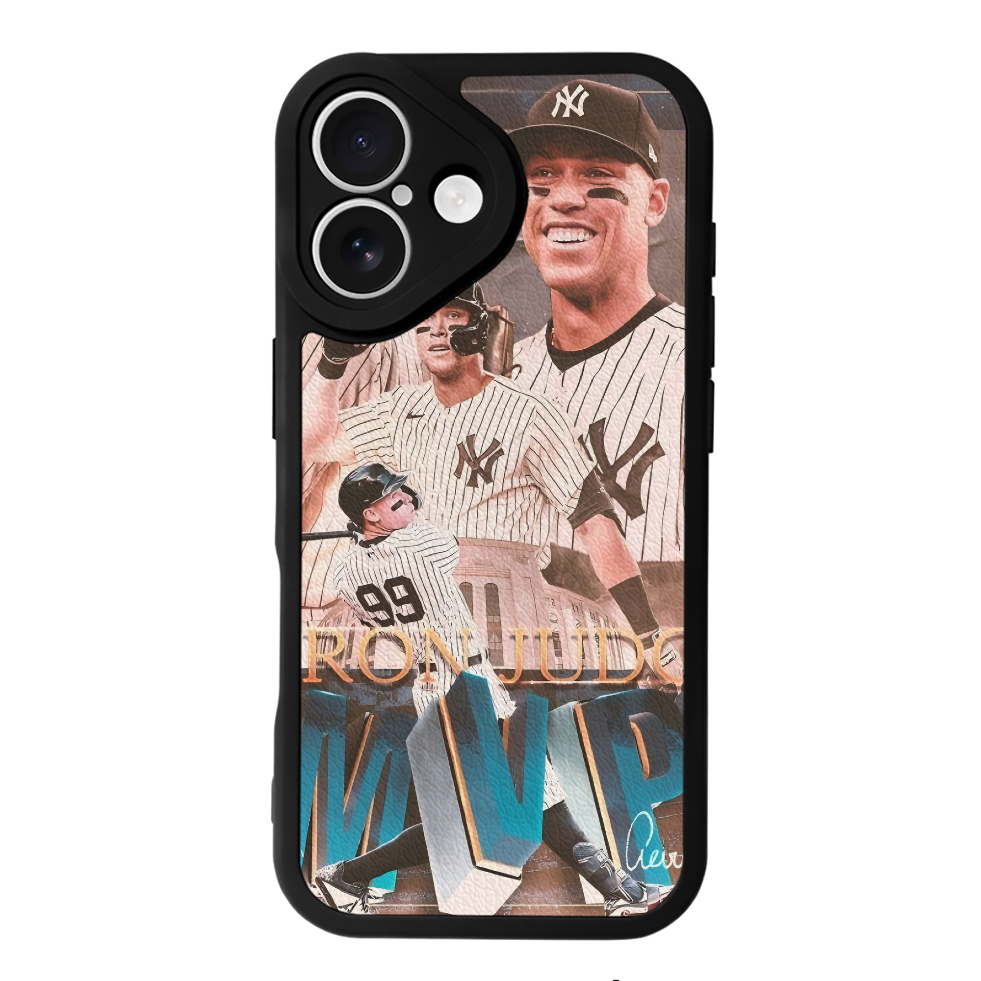 Aaron Judge MVP IPhone 16 Silicone Leather Case – UV Print, Lambskin Texture – Perfect Fit, Wireless Charging Compatible, Scratch Resistant, Precise Cutouts – Stylish Protection For IPhone 16
